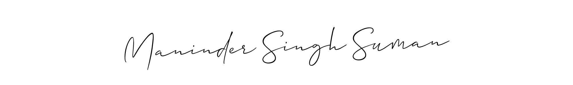 How to make Maninder Singh Suman signature? Allison_Script is a professional autograph style. Create handwritten signature for Maninder Singh Suman name. Maninder Singh Suman signature style 2 images and pictures png