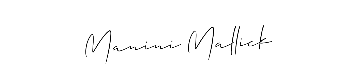 The best way (Allison_Script) to make a short signature is to pick only two or three words in your name. The name Manini Mallick include a total of six letters. For converting this name. Manini Mallick signature style 2 images and pictures png