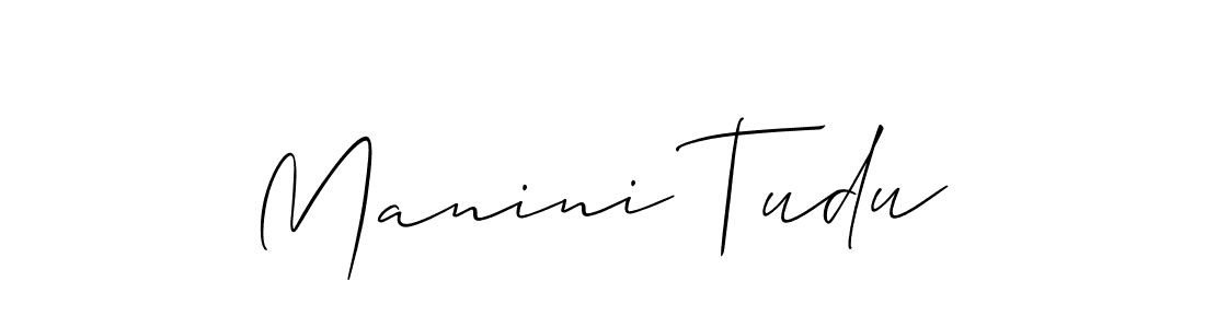 How to make Manini Tudu name signature. Use Allison_Script style for creating short signs online. This is the latest handwritten sign. Manini Tudu signature style 2 images and pictures png