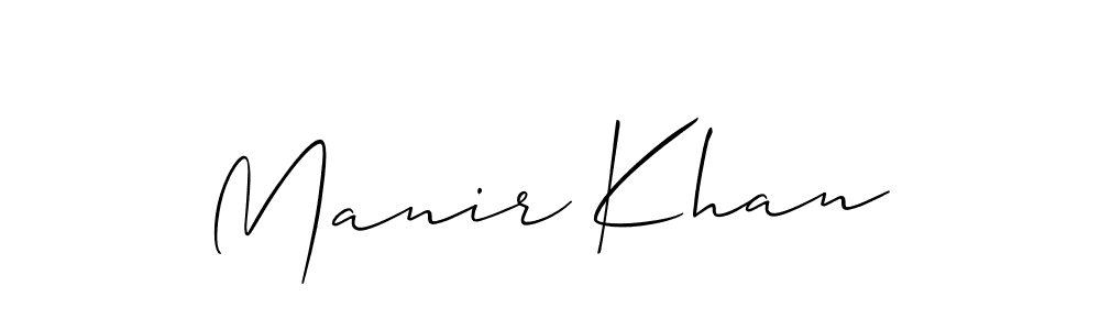 Use a signature maker to create a handwritten signature online. With this signature software, you can design (Allison_Script) your own signature for name Manir Khan. Manir Khan signature style 2 images and pictures png