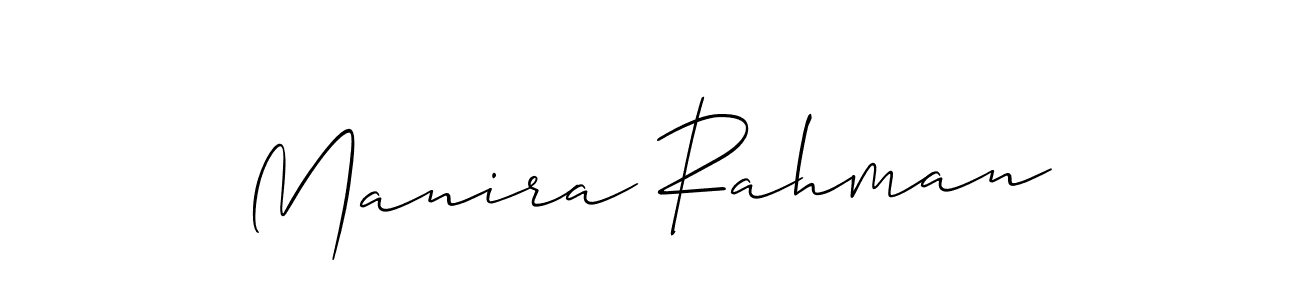 The best way (Allison_Script) to make a short signature is to pick only two or three words in your name. The name Manira Rahman include a total of six letters. For converting this name. Manira Rahman signature style 2 images and pictures png