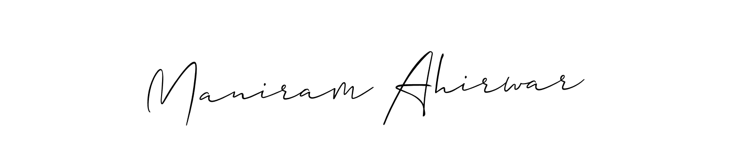 Make a short Maniram Ahirwar signature style. Manage your documents anywhere anytime using Allison_Script. Create and add eSignatures, submit forms, share and send files easily. Maniram Ahirwar signature style 2 images and pictures png