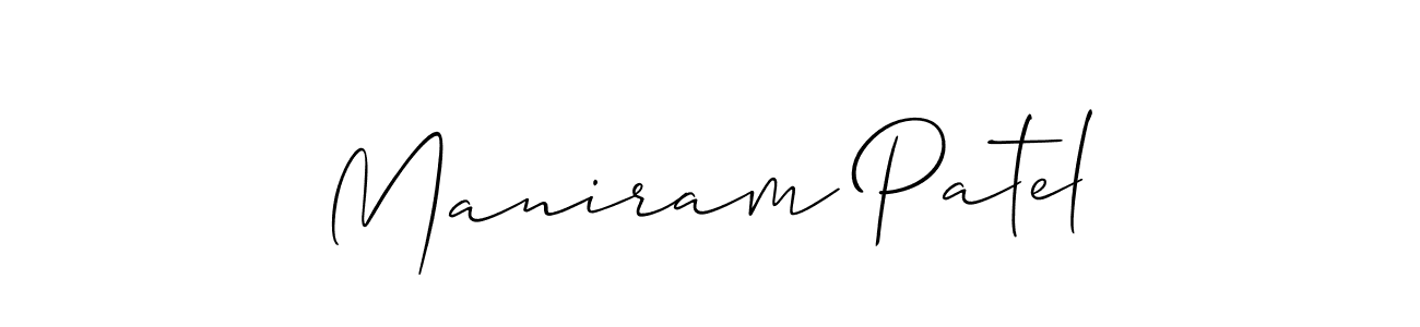 Make a short Maniram Patel signature style. Manage your documents anywhere anytime using Allison_Script. Create and add eSignatures, submit forms, share and send files easily. Maniram Patel signature style 2 images and pictures png