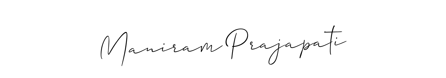 The best way (Allison_Script) to make a short signature is to pick only two or three words in your name. The name Maniram Prajapati include a total of six letters. For converting this name. Maniram Prajapati signature style 2 images and pictures png