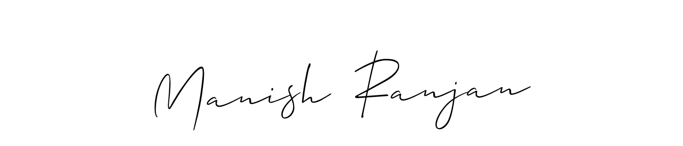 The best way (Allison_Script) to make a short signature is to pick only two or three words in your name. The name Manish  Ranjan include a total of six letters. For converting this name. Manish  Ranjan signature style 2 images and pictures png