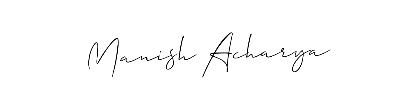 How to Draw Manish Acharya signature style? Allison_Script is a latest design signature styles for name Manish Acharya. Manish Acharya signature style 2 images and pictures png