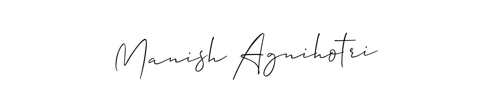 Also we have Manish Agnihotri name is the best signature style. Create professional handwritten signature collection using Allison_Script autograph style. Manish Agnihotri signature style 2 images and pictures png