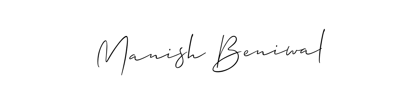 Allison_Script is a professional signature style that is perfect for those who want to add a touch of class to their signature. It is also a great choice for those who want to make their signature more unique. Get Manish Beniwal name to fancy signature for free. Manish Beniwal signature style 2 images and pictures png