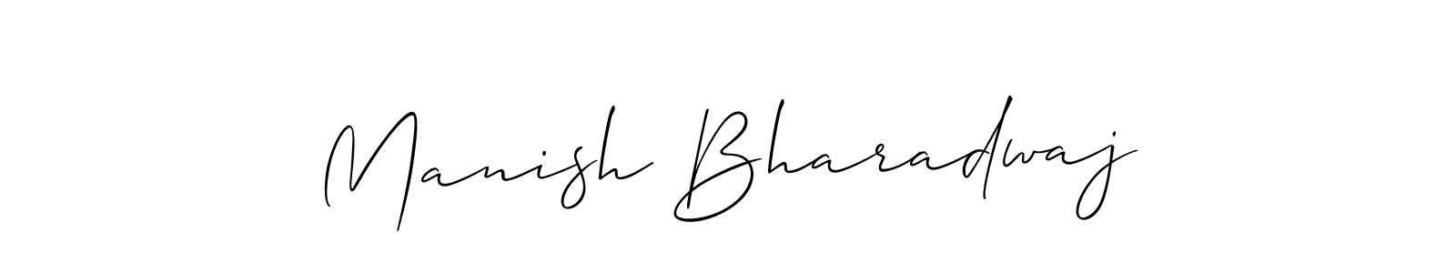 How to make Manish Bharadwaj name signature. Use Allison_Script style for creating short signs online. This is the latest handwritten sign. Manish Bharadwaj signature style 2 images and pictures png