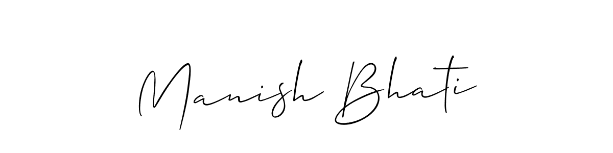 Manish Bhati stylish signature style. Best Handwritten Sign (Allison_Script) for my name. Handwritten Signature Collection Ideas for my name Manish Bhati. Manish Bhati signature style 2 images and pictures png