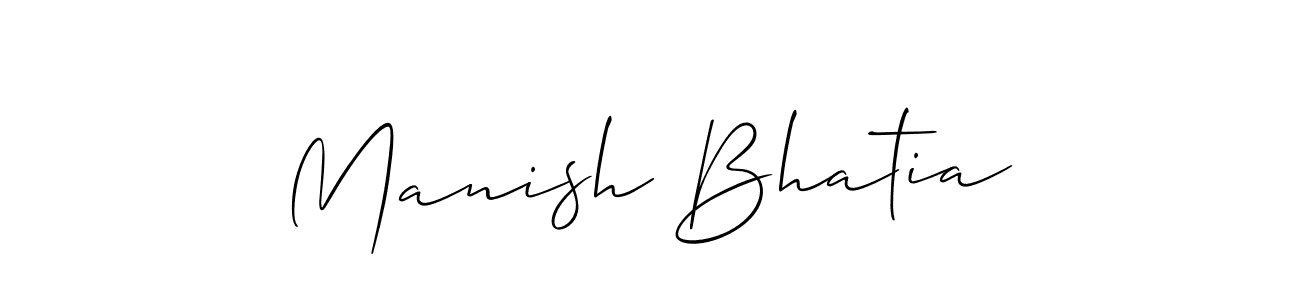 Allison_Script is a professional signature style that is perfect for those who want to add a touch of class to their signature. It is also a great choice for those who want to make their signature more unique. Get Manish Bhatia name to fancy signature for free. Manish Bhatia signature style 2 images and pictures png