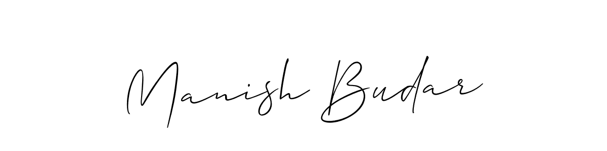 Allison_Script is a professional signature style that is perfect for those who want to add a touch of class to their signature. It is also a great choice for those who want to make their signature more unique. Get Manish Budar name to fancy signature for free. Manish Budar signature style 2 images and pictures png