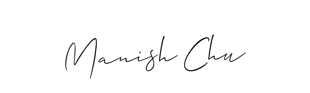 Create a beautiful signature design for name Manish Chu. With this signature (Allison_Script) fonts, you can make a handwritten signature for free. Manish Chu signature style 2 images and pictures png