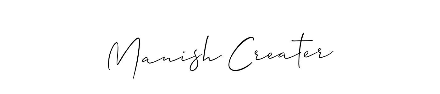 Allison_Script is a professional signature style that is perfect for those who want to add a touch of class to their signature. It is also a great choice for those who want to make their signature more unique. Get Manish Creater name to fancy signature for free. Manish Creater signature style 2 images and pictures png