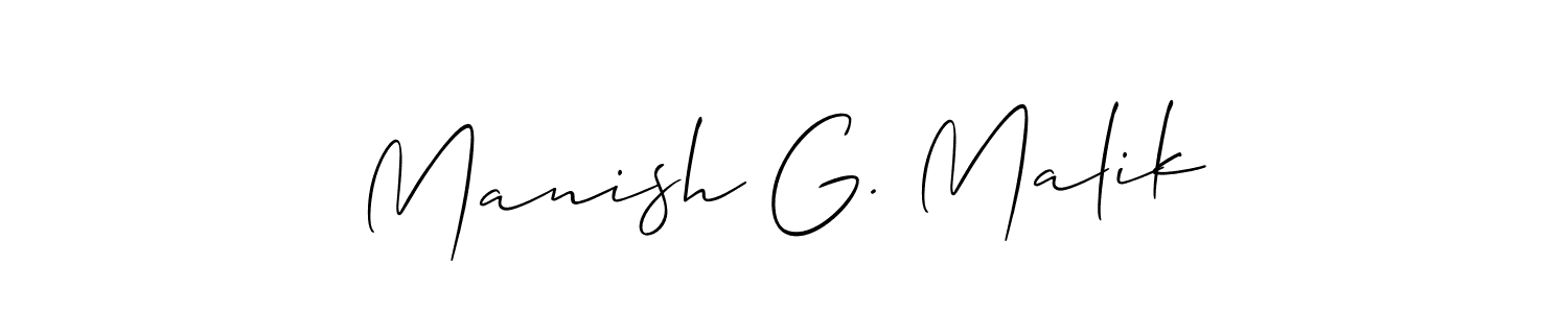 Similarly Allison_Script is the best handwritten signature design. Signature creator online .You can use it as an online autograph creator for name Manish G. Malik. Manish G. Malik signature style 2 images and pictures png