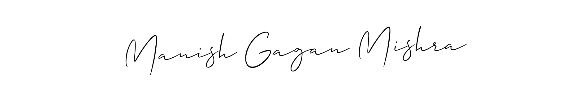 Allison_Script is a professional signature style that is perfect for those who want to add a touch of class to their signature. It is also a great choice for those who want to make their signature more unique. Get Manish Gagan Mishra name to fancy signature for free. Manish Gagan Mishra signature style 2 images and pictures png