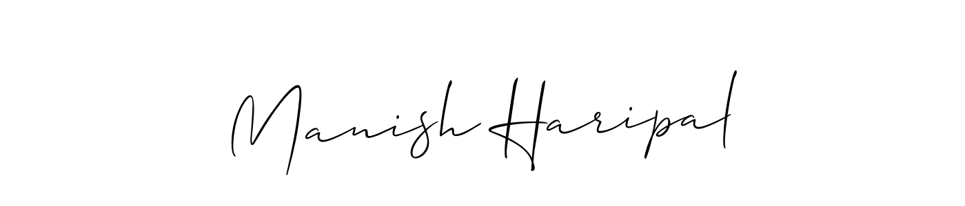 How to Draw Manish Haripal signature style? Allison_Script is a latest design signature styles for name Manish Haripal. Manish Haripal signature style 2 images and pictures png