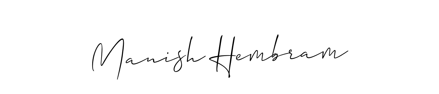 The best way (Allison_Script) to make a short signature is to pick only two or three words in your name. The name Manish Hembram include a total of six letters. For converting this name. Manish Hembram signature style 2 images and pictures png