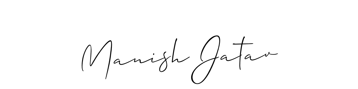 if you are searching for the best signature style for your name Manish Jatav. so please give up your signature search. here we have designed multiple signature styles  using Allison_Script. Manish Jatav signature style 2 images and pictures png