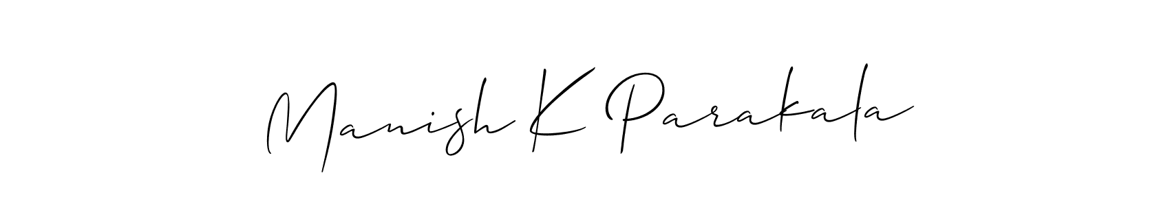 Create a beautiful signature design for name Manish K Parakala. With this signature (Allison_Script) fonts, you can make a handwritten signature for free. Manish K Parakala signature style 2 images and pictures png