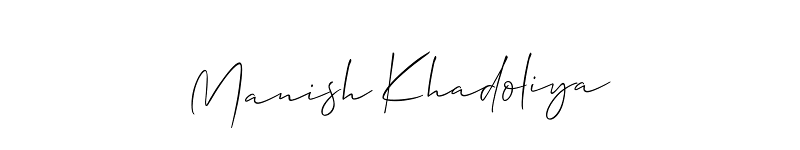 Design your own signature with our free online signature maker. With this signature software, you can create a handwritten (Allison_Script) signature for name Manish Khadoliya. Manish Khadoliya signature style 2 images and pictures png