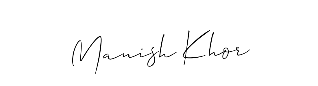 Make a beautiful signature design for name Manish Khor. With this signature (Allison_Script) style, you can create a handwritten signature for free. Manish Khor signature style 2 images and pictures png