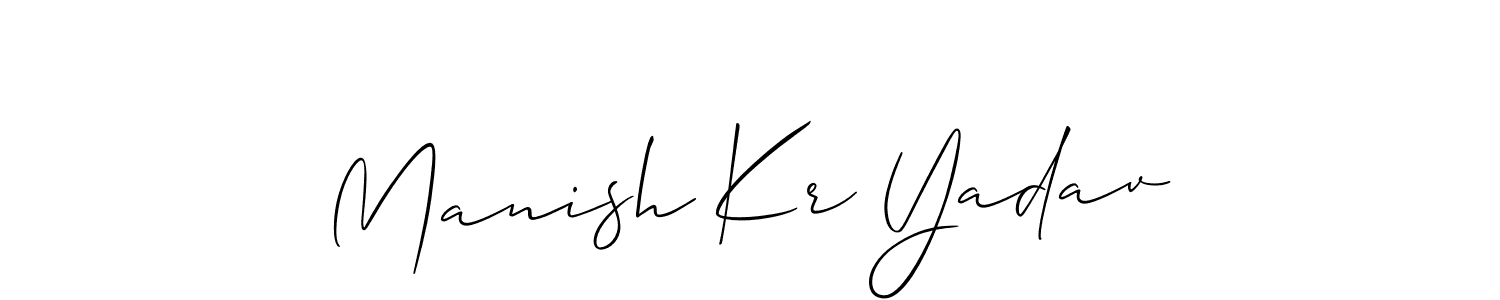 Allison_Script is a professional signature style that is perfect for those who want to add a touch of class to their signature. It is also a great choice for those who want to make their signature more unique. Get Manish Kr Yadav name to fancy signature for free. Manish Kr Yadav signature style 2 images and pictures png