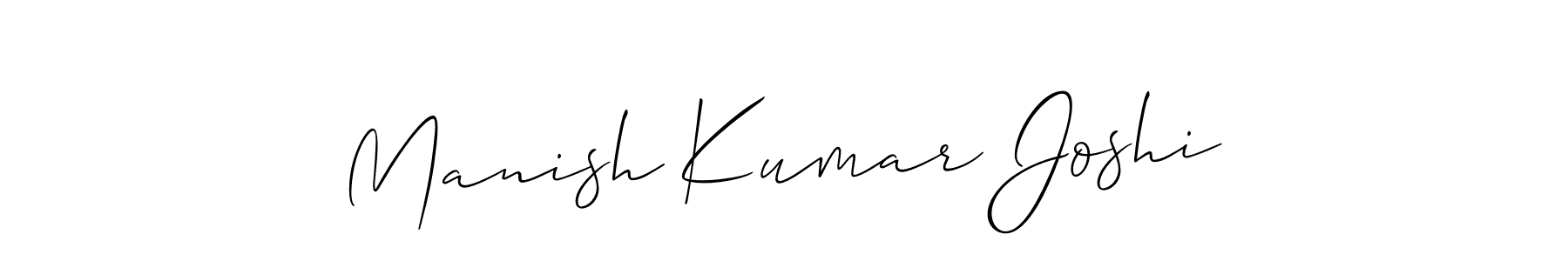 The best way (Allison_Script) to make a short signature is to pick only two or three words in your name. The name Manish Kumar Joshi include a total of six letters. For converting this name. Manish Kumar Joshi signature style 2 images and pictures png