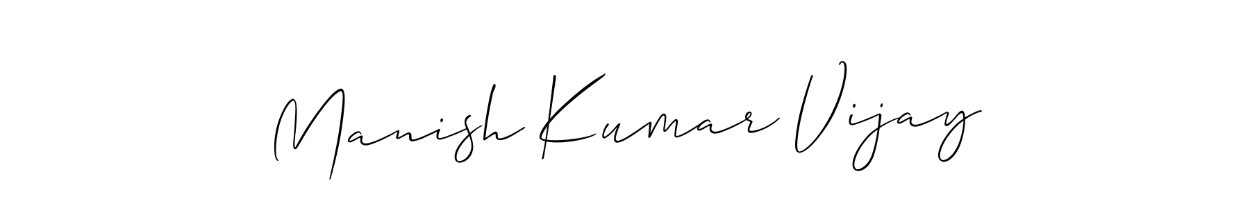 Allison_Script is a professional signature style that is perfect for those who want to add a touch of class to their signature. It is also a great choice for those who want to make their signature more unique. Get Manish Kumar Vijay name to fancy signature for free. Manish Kumar Vijay signature style 2 images and pictures png