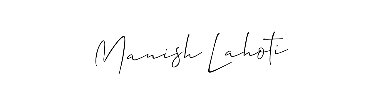 It looks lik you need a new signature style for name Manish Lahoti. Design unique handwritten (Allison_Script) signature with our free signature maker in just a few clicks. Manish Lahoti signature style 2 images and pictures png