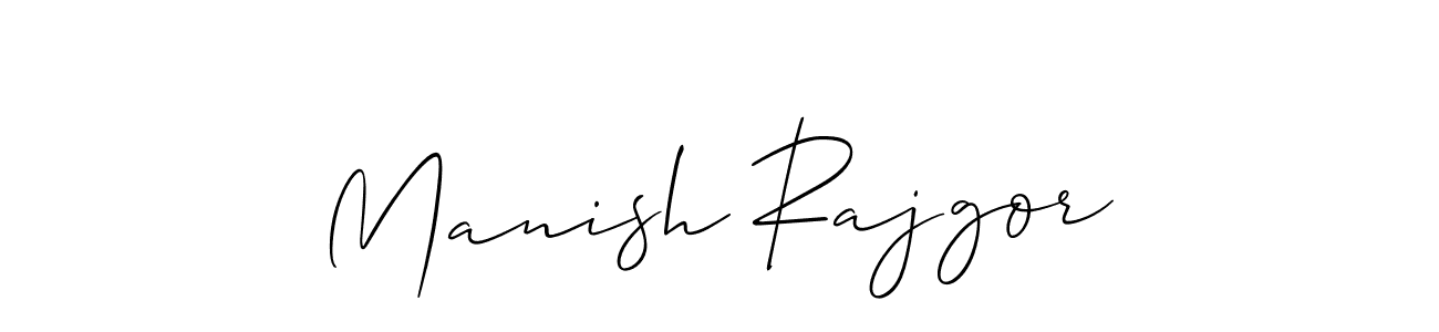 How to make Manish Rajgor name signature. Use Allison_Script style for creating short signs online. This is the latest handwritten sign. Manish Rajgor signature style 2 images and pictures png