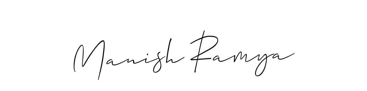 Also we have Manish Ramya name is the best signature style. Create professional handwritten signature collection using Allison_Script autograph style. Manish Ramya signature style 2 images and pictures png