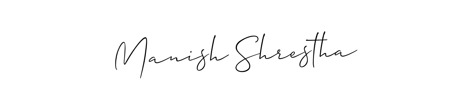 How to make Manish Shrestha name signature. Use Allison_Script style for creating short signs online. This is the latest handwritten sign. Manish Shrestha signature style 2 images and pictures png