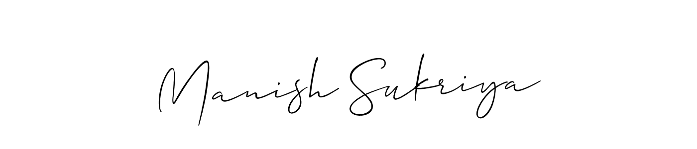 Allison_Script is a professional signature style that is perfect for those who want to add a touch of class to their signature. It is also a great choice for those who want to make their signature more unique. Get Manish Sukriya name to fancy signature for free. Manish Sukriya signature style 2 images and pictures png