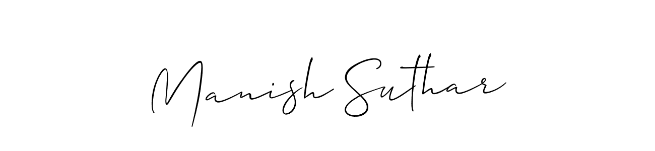 Allison_Script is a professional signature style that is perfect for those who want to add a touch of class to their signature. It is also a great choice for those who want to make their signature more unique. Get Manish Suthar name to fancy signature for free. Manish Suthar signature style 2 images and pictures png