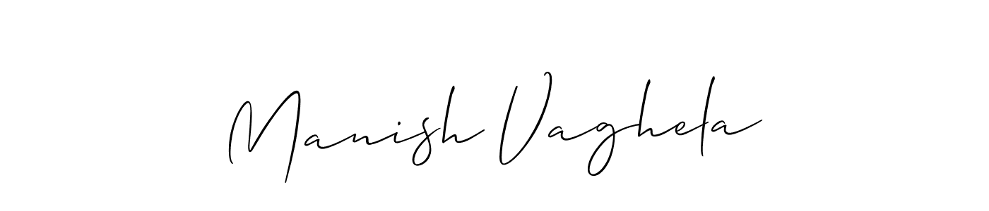 Manish Vaghela stylish signature style. Best Handwritten Sign (Allison_Script) for my name. Handwritten Signature Collection Ideas for my name Manish Vaghela. Manish Vaghela signature style 2 images and pictures png