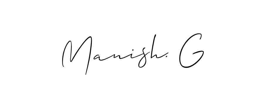 Create a beautiful signature design for name Manish. G. With this signature (Allison_Script) fonts, you can make a handwritten signature for free. Manish. G signature style 2 images and pictures png