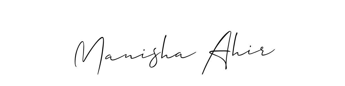 if you are searching for the best signature style for your name Manisha Ahir. so please give up your signature search. here we have designed multiple signature styles  using Allison_Script. Manisha Ahir signature style 2 images and pictures png