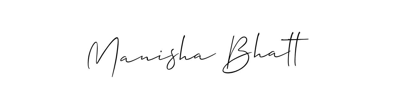 Make a beautiful signature design for name Manisha Bhatt. With this signature (Allison_Script) style, you can create a handwritten signature for free. Manisha Bhatt signature style 2 images and pictures png