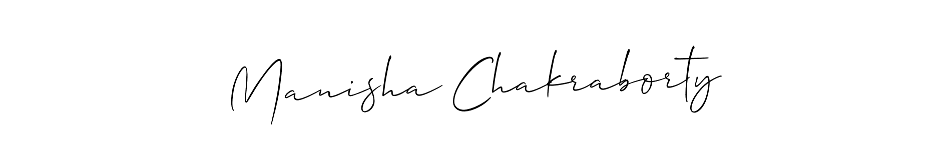 The best way (Allison_Script) to make a short signature is to pick only two or three words in your name. The name Manisha Chakraborty include a total of six letters. For converting this name. Manisha Chakraborty signature style 2 images and pictures png