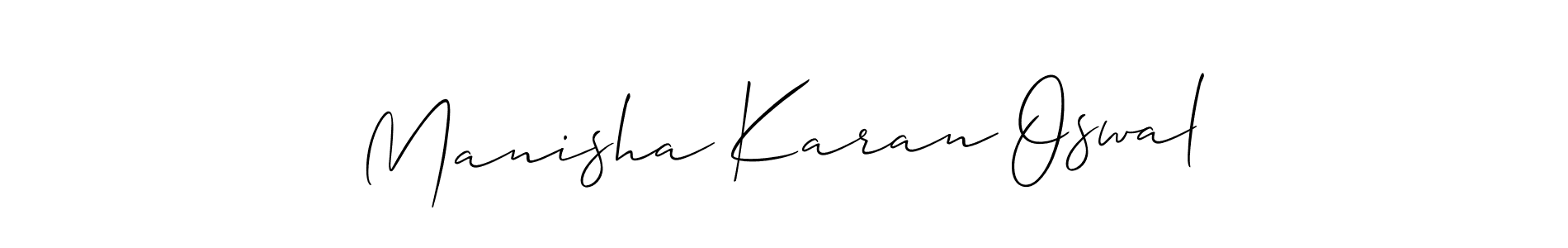 Use a signature maker to create a handwritten signature online. With this signature software, you can design (Allison_Script) your own signature for name Manisha Karan Oswal. Manisha Karan Oswal signature style 2 images and pictures png