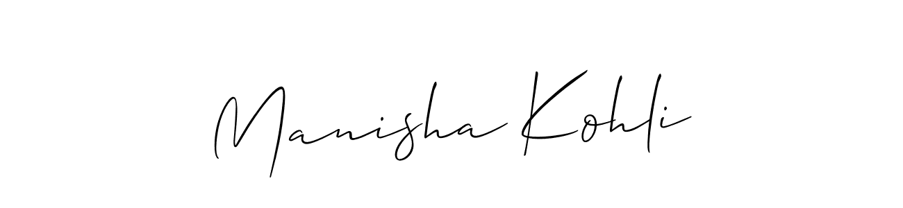 You should practise on your own different ways (Allison_Script) to write your name (Manisha Kohli) in signature. don't let someone else do it for you. Manisha Kohli signature style 2 images and pictures png