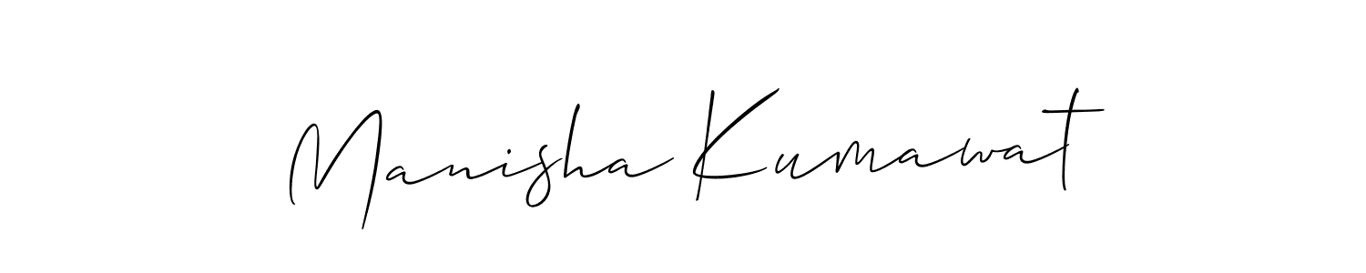Similarly Allison_Script is the best handwritten signature design. Signature creator online .You can use it as an online autograph creator for name Manisha Kumawat. Manisha Kumawat signature style 2 images and pictures png