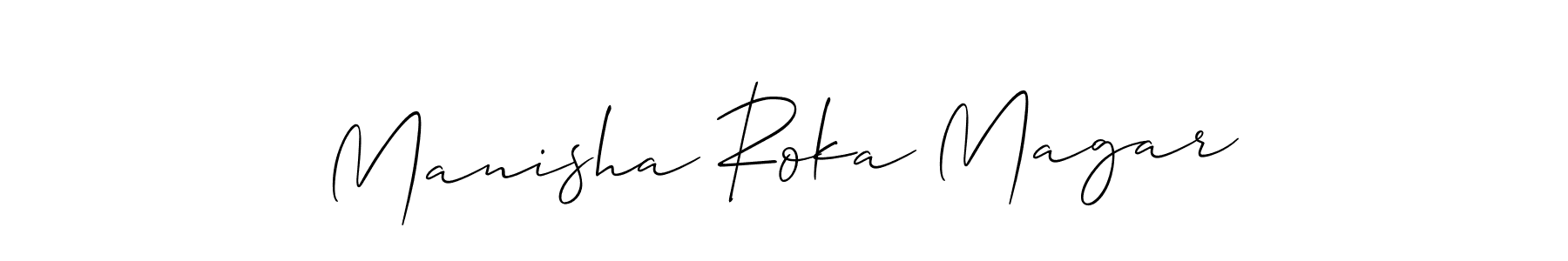 You should practise on your own different ways (Allison_Script) to write your name (Manisha Roka Magar) in signature. don't let someone else do it for you. Manisha Roka Magar signature style 2 images and pictures png