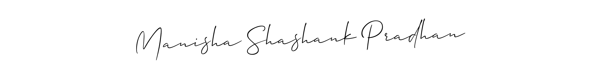 Make a beautiful signature design for name Manisha Shashank Pradhan. With this signature (Allison_Script) style, you can create a handwritten signature for free. Manisha Shashank Pradhan signature style 2 images and pictures png