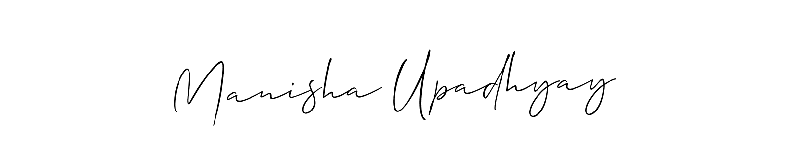 Allison_Script is a professional signature style that is perfect for those who want to add a touch of class to their signature. It is also a great choice for those who want to make their signature more unique. Get Manisha Upadhyay name to fancy signature for free. Manisha Upadhyay signature style 2 images and pictures png