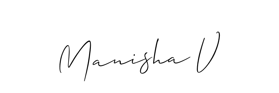 It looks lik you need a new signature style for name Manisha V. Design unique handwritten (Allison_Script) signature with our free signature maker in just a few clicks. Manisha V signature style 2 images and pictures png