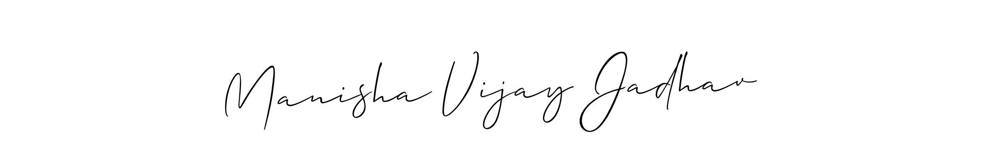 You should practise on your own different ways (Allison_Script) to write your name (Manisha Vijay Jadhav) in signature. don't let someone else do it for you. Manisha Vijay Jadhav signature style 2 images and pictures png