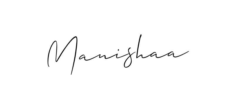 Make a beautiful signature design for name Manishaa. With this signature (Allison_Script) style, you can create a handwritten signature for free. Manishaa signature style 2 images and pictures png