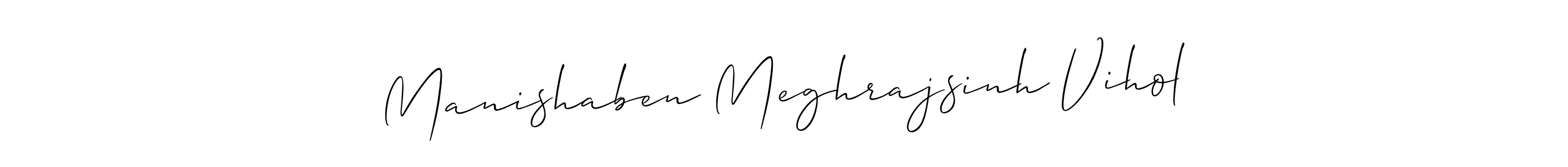 Also we have Manishaben Meghrajsinh Vihol name is the best signature style. Create professional handwritten signature collection using Allison_Script autograph style. Manishaben Meghrajsinh Vihol signature style 2 images and pictures png